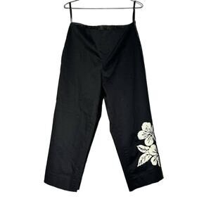 Lillie Rubin vintage 80s sequined dress pants floral hibiscus black white sz 12